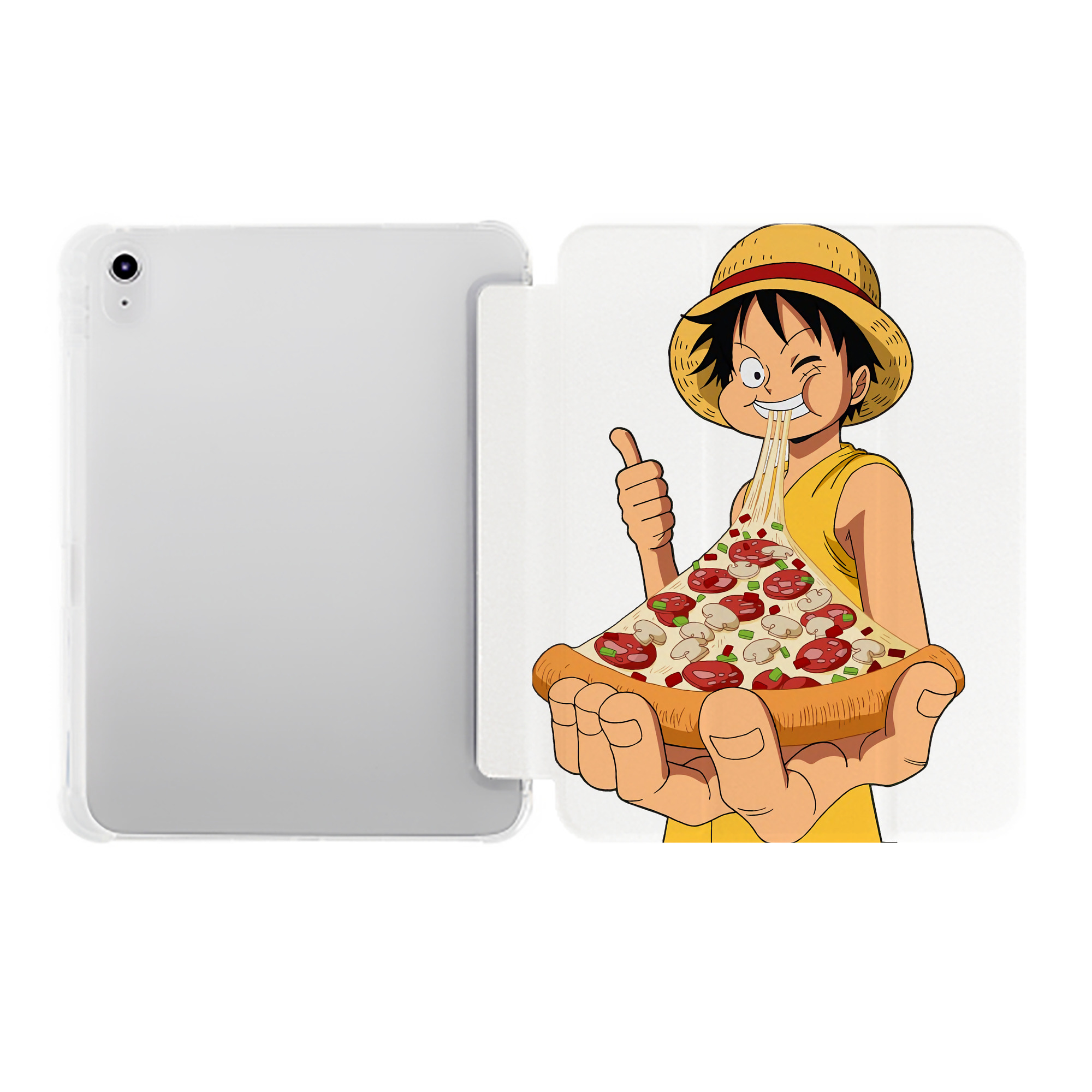 （画像用） ワンピース モンキー・D・ルフィ ONE PIECE Monkey D. Luffy IPad ケース ペン収納付き 三つ折りスタンド PUレザー×シリコン 対応機種9.5/10.5/10.9インチ